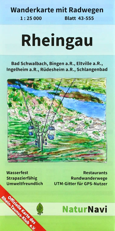 Rheingau: Wanderkarte mit Radwegen