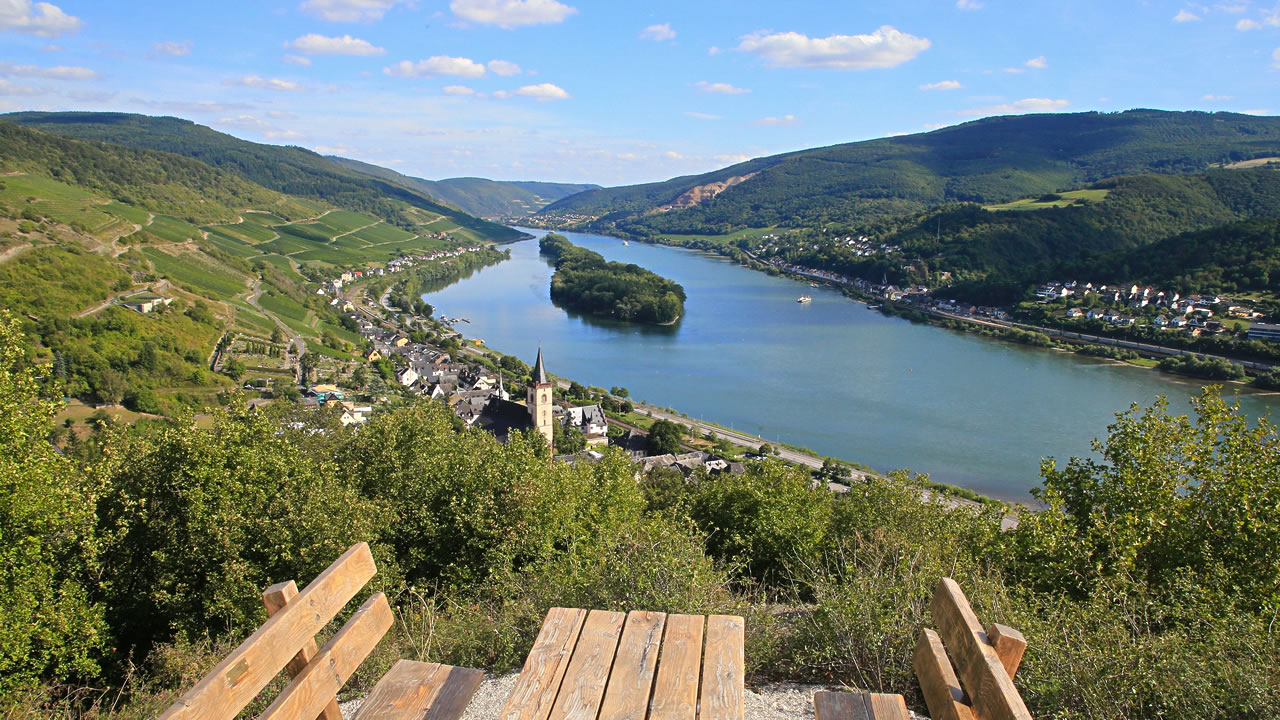 Traumhafter Blick von der Burgruine Nollig über das Rheintal